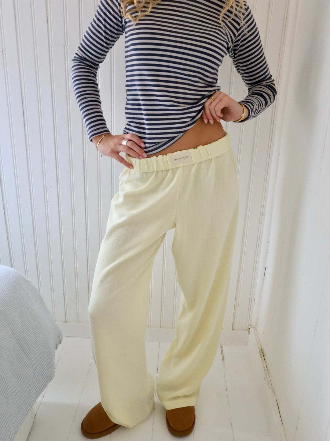 Ladies' lounge trousers with a stripe pattern – Elvira