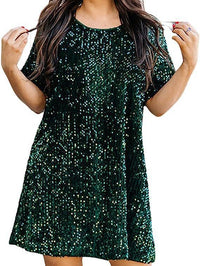 A-line Dress - ShimmerFlow-Green-M-State of Style