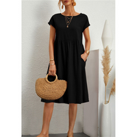 A-Line Jersey Midi Dress - Elise-Black-S-State of Style