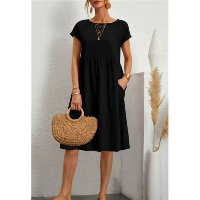 A-Line Jersey Midi Dress - Elise-Black-S-State of Style