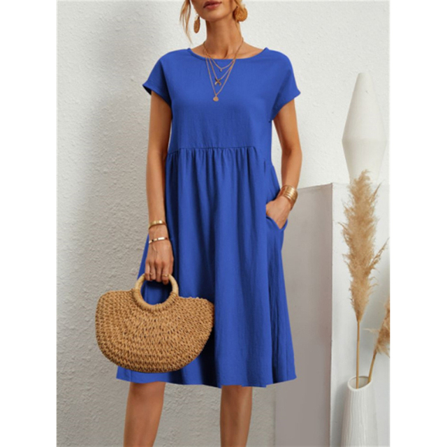 A-Line Jersey Midi Dress - Elise-Blue-S-State of Style