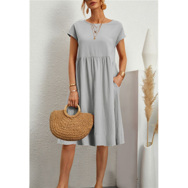 A-Line Jersey Midi Dress - Elise-Grey-S-State of Style