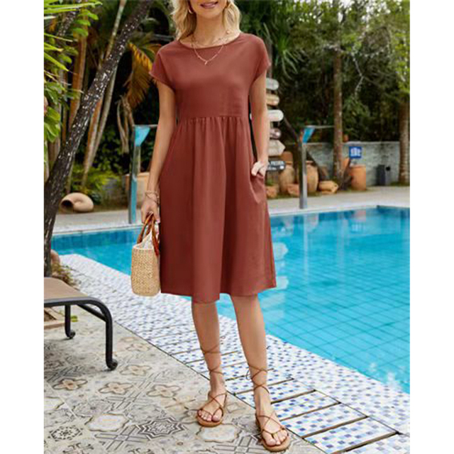 A-Line Jersey Midi Dress - Elise-Orange-S-State of Style