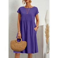 A-Line Jersey Midi Dress - Elise-Purple-S-State of Style