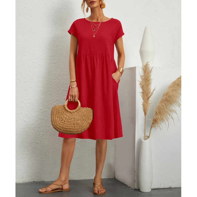 A-Line Jersey Midi Dress - Elise-Red-S-State of Style