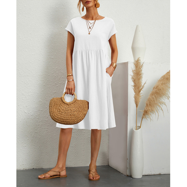 A-Line Jersey Midi Dress - Elise-White-S-State of Style