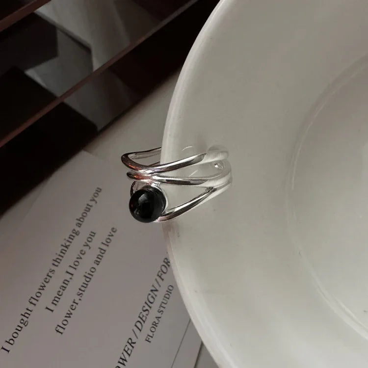 Arden Black Onyx Multi-Line Ring