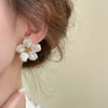 Irregular Pearl Petal Earrings - Celine