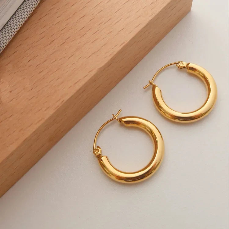 Golden Hoop Earrings - Aurélie