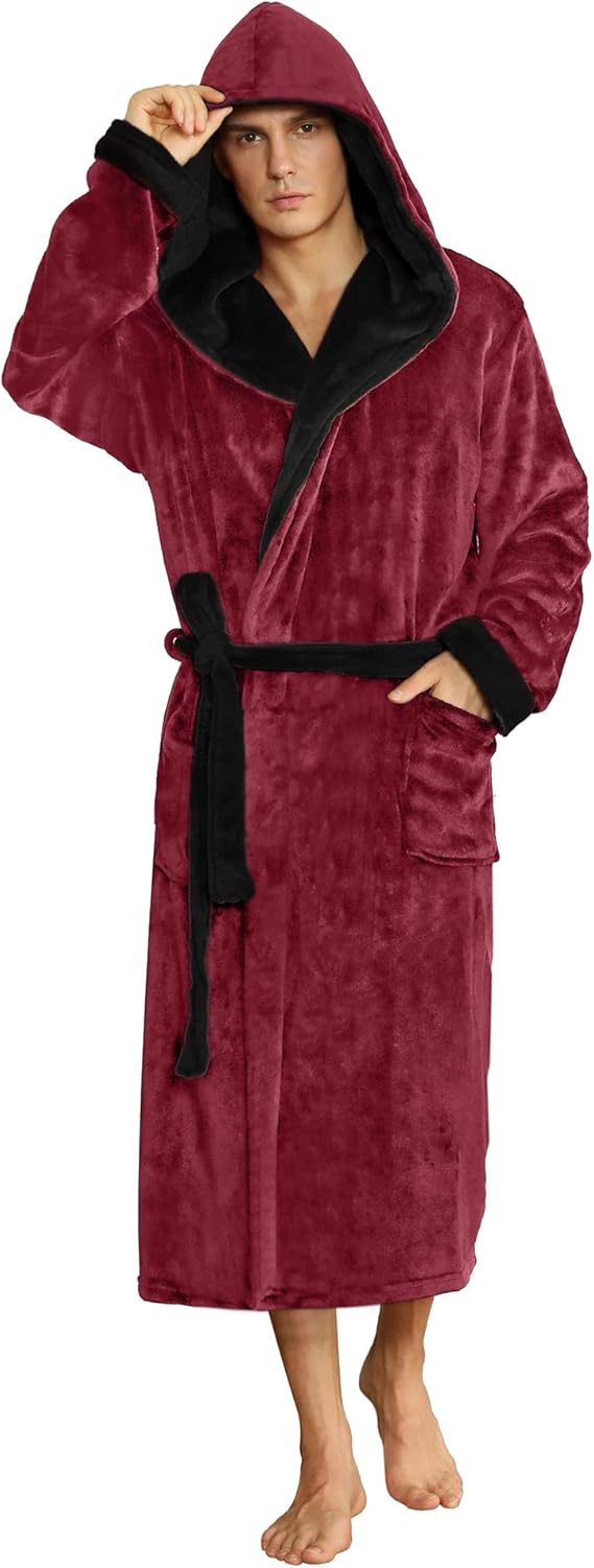 AA OUT OF STOCK Luxury Men's Bathrobe - Robbie-Bordeaux/Black-S/M-State of Style