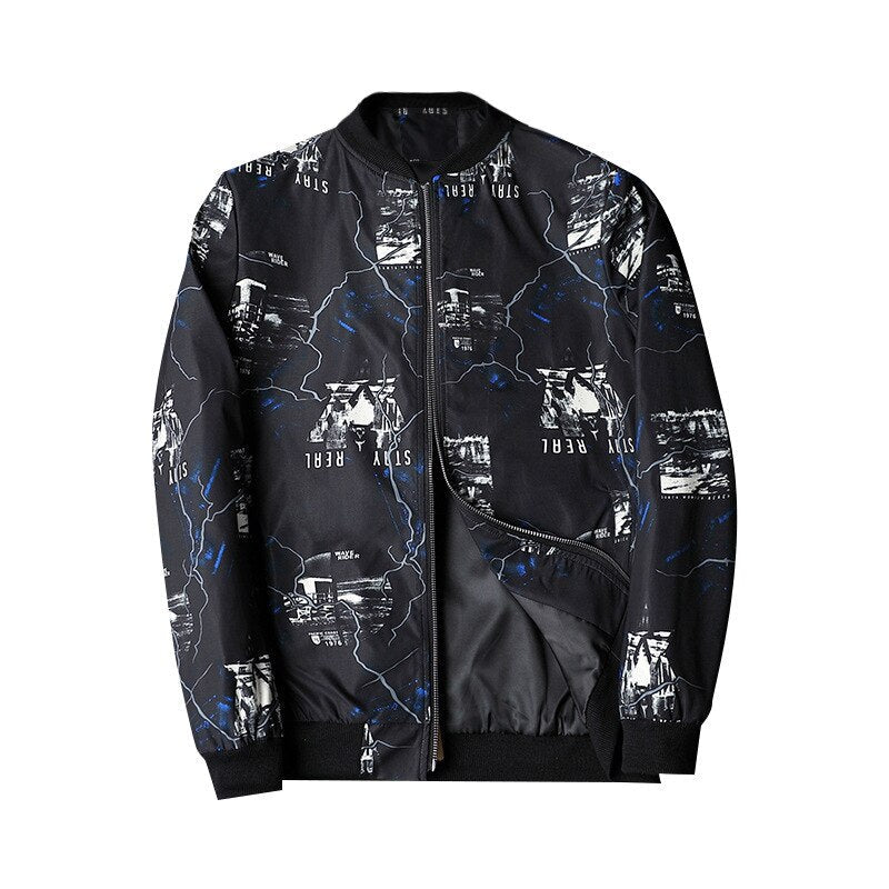 Abstract Printed Men's Bomber Jacket - Enzo-Black White-S-State of Style