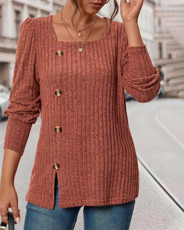 Knitted Ladies Top with Buttons – Mireille
