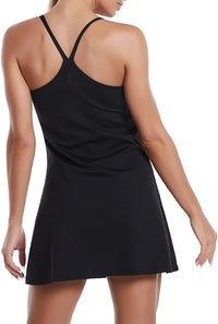 Active sports dress with integrated shorts and pockets – Liana-Black-XS-State of Style