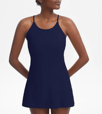 Active sports dress with integrated shorts and pockets – Liana-Navy blue-XS-State of Style