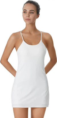 Active sports dress with integrated shorts and pockets – Liana-White-XS-State of Style