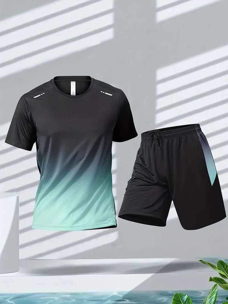 ActiveMax 2-Piece Sports Set for Men-Black-green-M-State of Style