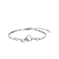 Adjustable 925 Silver Double Heart Bracelet-State of Style