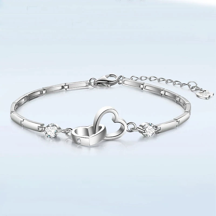Adjustable 925 Silver Double Heart Bracelet-State of Style