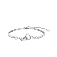 Adjustable 925 Silver Double Heart Bracelet-State of Style