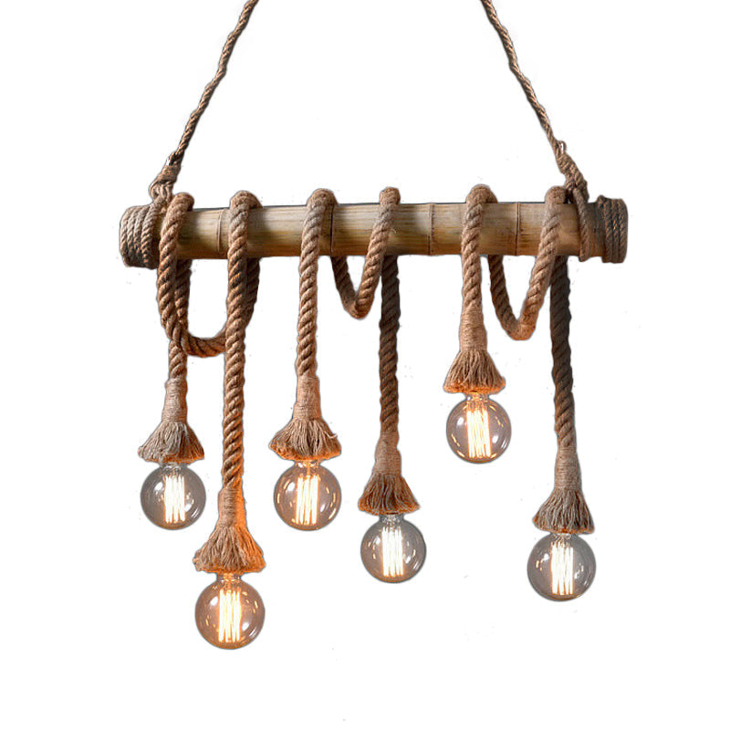 Adjustable Bamboo Pendant Lamp with Industrial Rope Design - EcoChic-3-B-State of Style