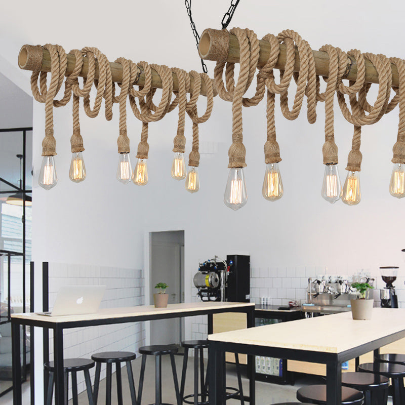 Adjustable Bamboo Pendant Lamp with Industrial Rope Design - EcoChic-3-B-State of Style