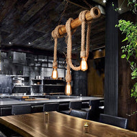 Adjustable Bamboo Pendant Lamp with Industrial Rope Design - EcoChic-3-B-State of Style