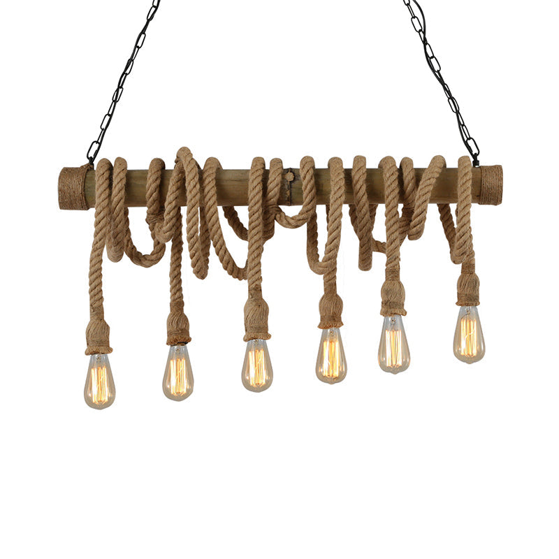 Adjustable Bamboo Pendant Lamp with Industrial Rope Design - EcoChic-3-B-State of Style