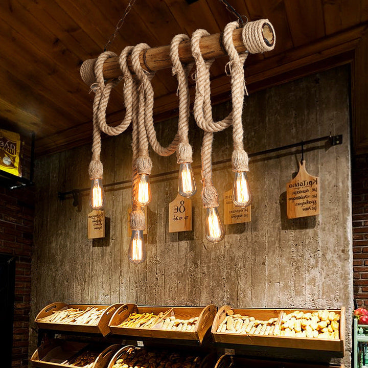 Adjustable Bamboo Pendant Lamp with Industrial Rope Design - EcoChic-3-B-State of Style
