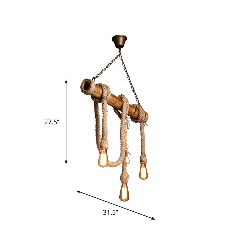 Adjustable Bamboo Pendant Lamp with Industrial Rope Design - EcoChic-3-B-State of Style