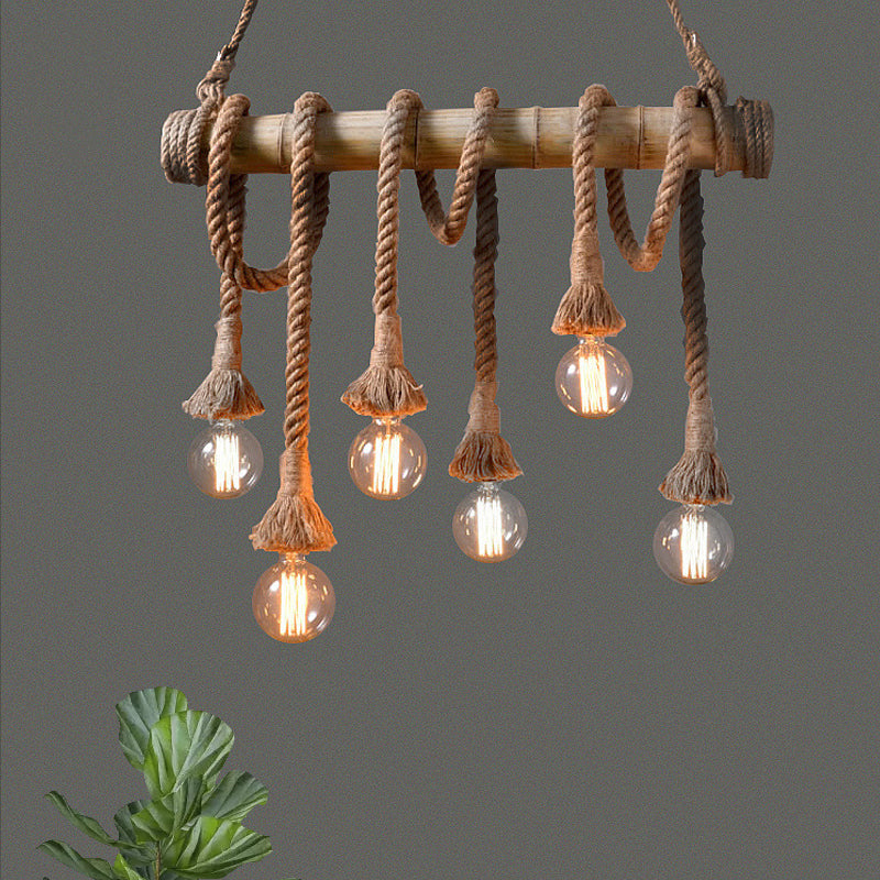 Adjustable Bamboo Pendant Lamp with Industrial Rope Design - EcoChic-3-B-State of Style