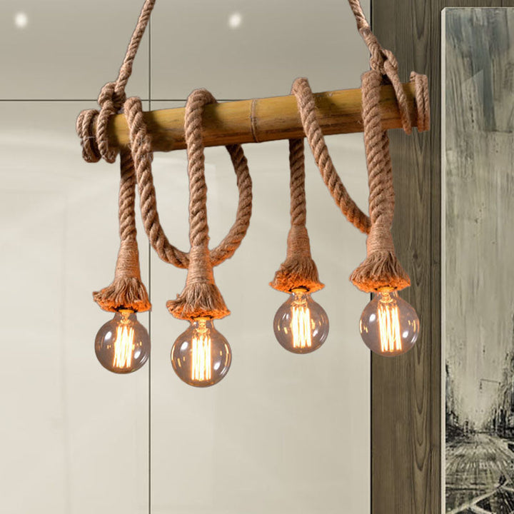 Adjustable Bamboo Pendant Lamp with Industrial Rope Design - EcoChic-3-B-State of Style