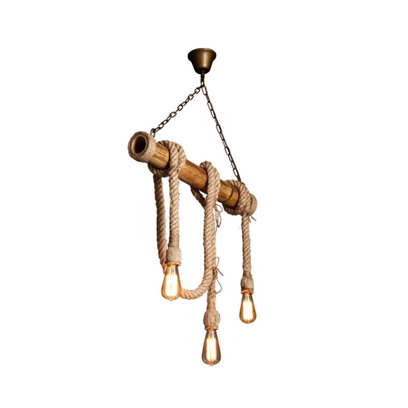Adjustable Bamboo Pendant Lamp with Industrial Rope Design - EcoChic-3-B-State of Style