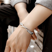 Adjustable Bracelet with Silver Feathers-State of Style