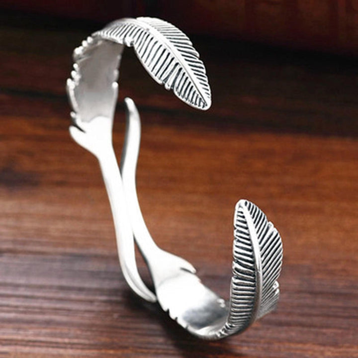 Adjustable Bracelet with Silver Feathers-State of Style