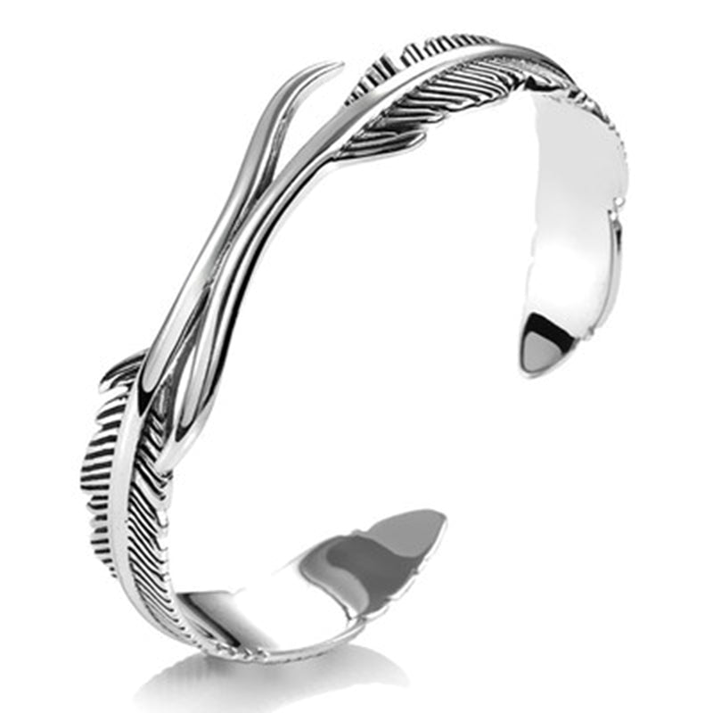Adjustable Bracelet with Silver Feathers-State of Style