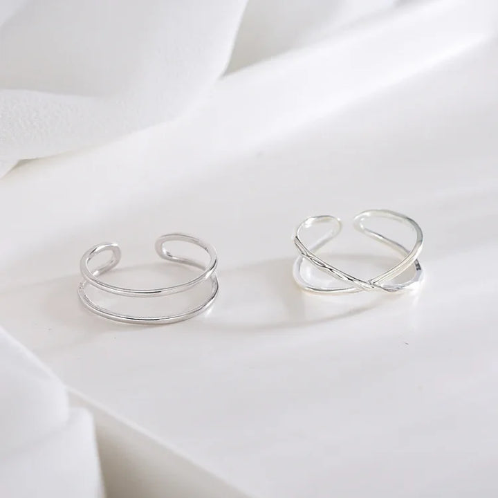 Adjustable Double Line Ring - Lina-Crossed-State of Style