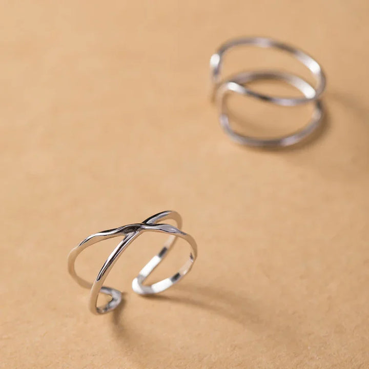 Adjustable Double Line Ring - Lina-Crossed-State of Style