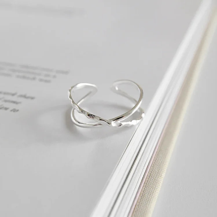 Adjustable Double Line Ring - Lina-Crossed-State of Style