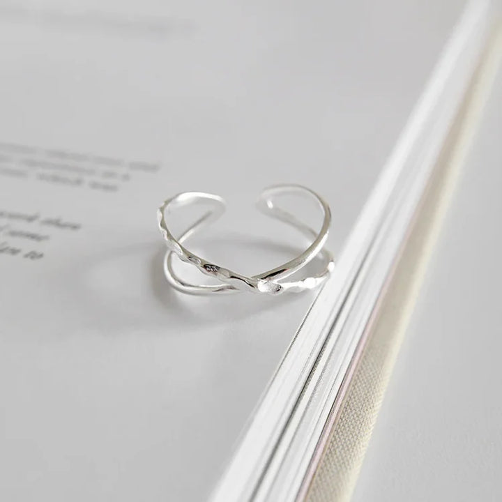 Adjustable Double Line Ring - Lina-Crossed-State of Style