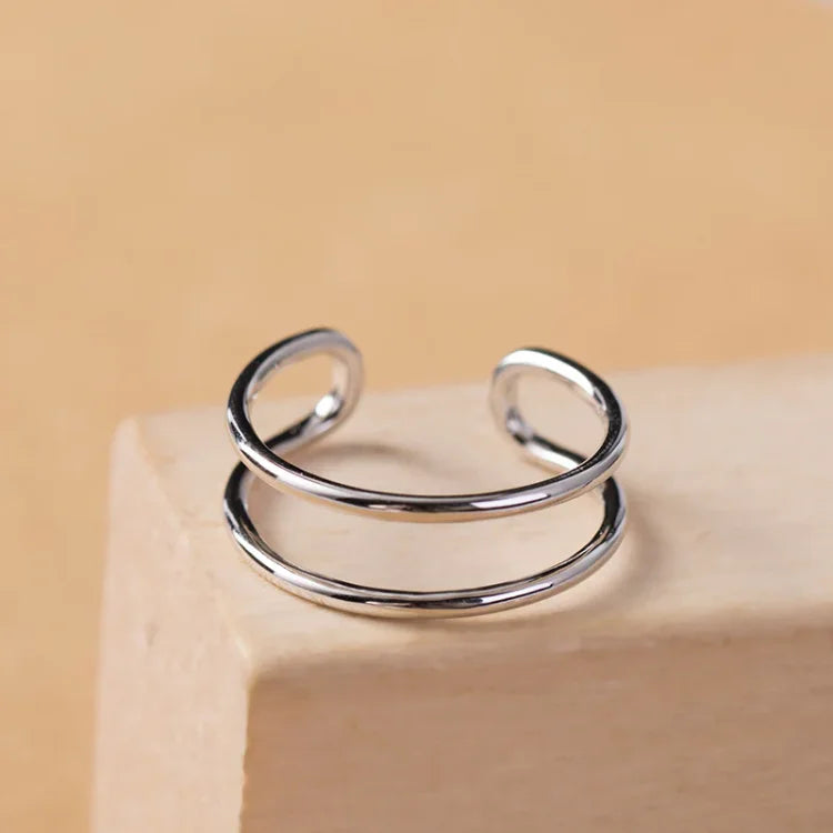 Adjustable Double Line Ring - Lina-Parallel-State of Style