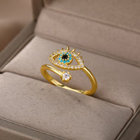 Adjustable Evil Eye Ring | Protective Statement Jewellery-Gold-State of Style