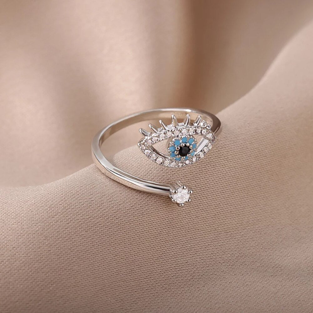 Adjustable Evil Eye Ring | Protective Statement Jewellery-Gold-State of Style