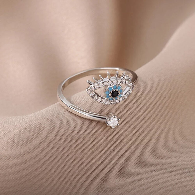 Adjustable Evil Eye Ring | Protective Statement Jewellery-Gold-State of Style
