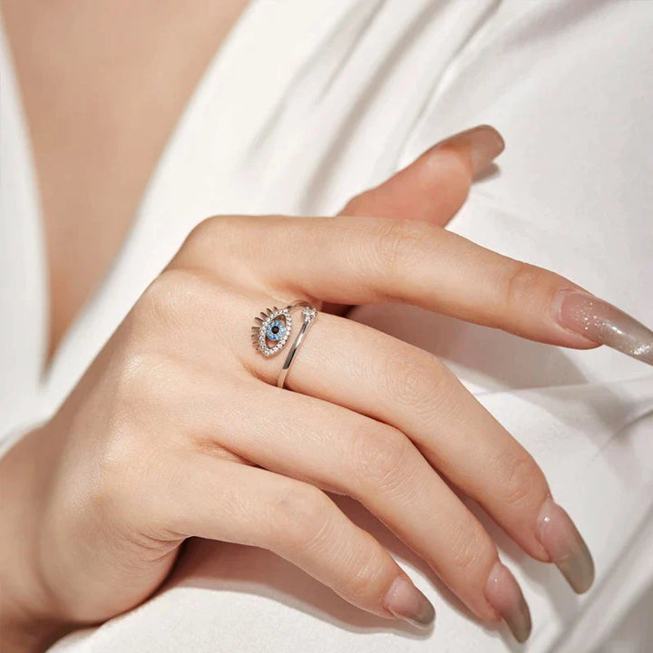 Adjustable Evil Eye Ring | Protective Statement Jewellery-Gold-State of Style