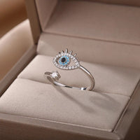 Adjustable Evil Eye Ring | Protective Statement Jewellery-Silver-State of Style