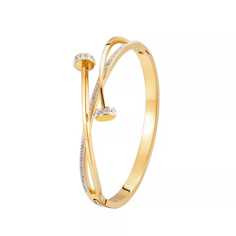 Adjustable Fit Double Nailhead Gold Bracelet | Minimalist Design-GOLD-State of Style