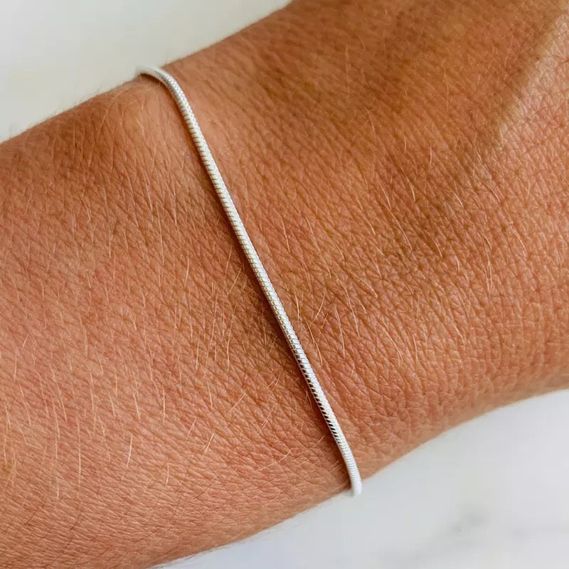 Adjustable Fit Snake Clasp Minimalist Bracelet-925 Silver-16.5cm-State of Style