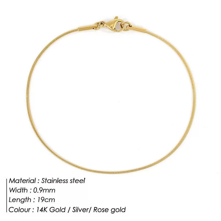 Adjustable Fit Snake Clasp Minimalist Bracelet-Gold-plated-16.5cm-State of Style