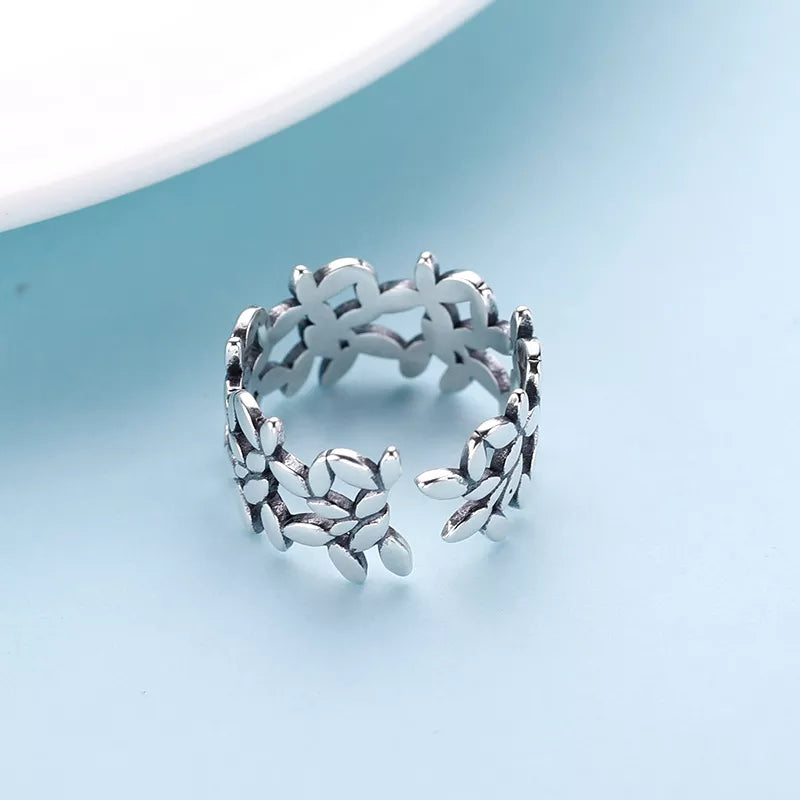 Adjustable Floral Ring | Sterling Silver Jewellery-State of Style