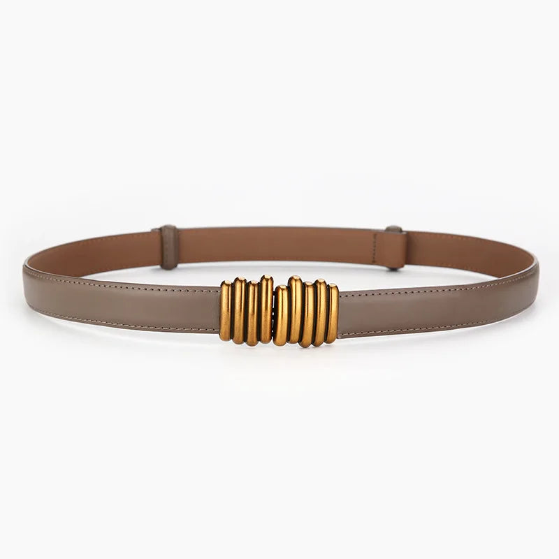 Adjustable Genuine Leather Belts for Women – Premium Waist Accessory-Khaki-State of Style